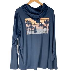 Panama Jack Performance Hoodie Men Size L Navy Sun Set Print UPF 50 Beach NWT